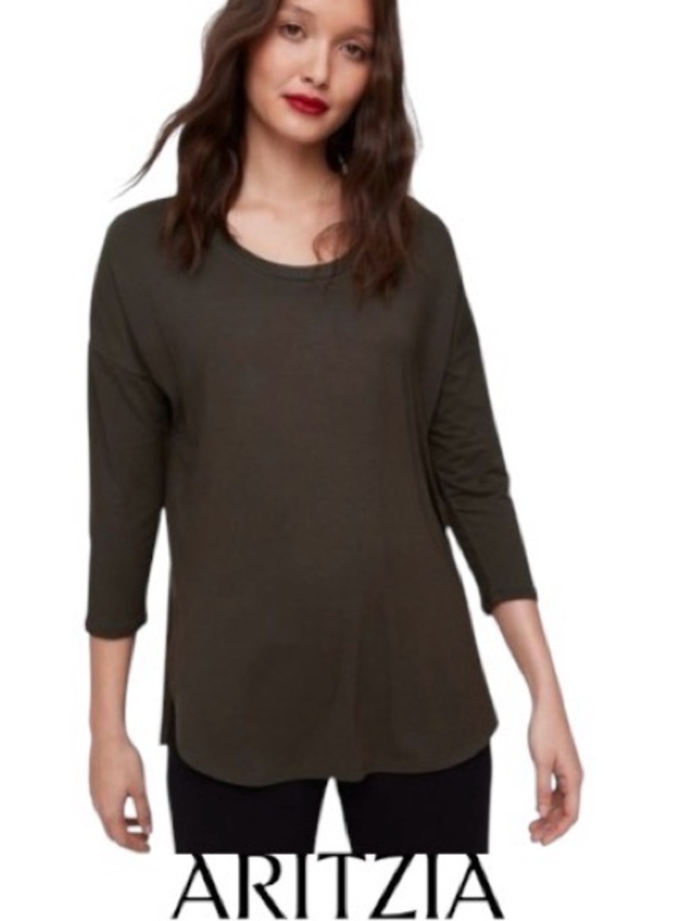 Aritzia Babaton Norris Long Sleeve Tee in Olive, Size M